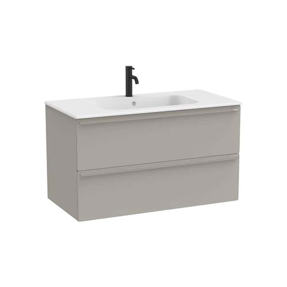 Mueble base suspendido dos cajones lavabo porcelana blanco mate 101x51x56 cm Roca - Vista 1
