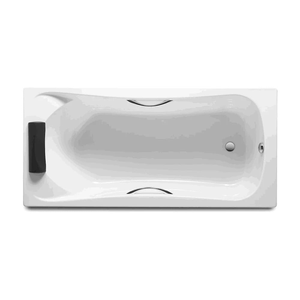 Bañera rectangular con dos asas y reposacabezas de 190 cm fabricada en acrílico de color blanco Becool Roca - Vista 1