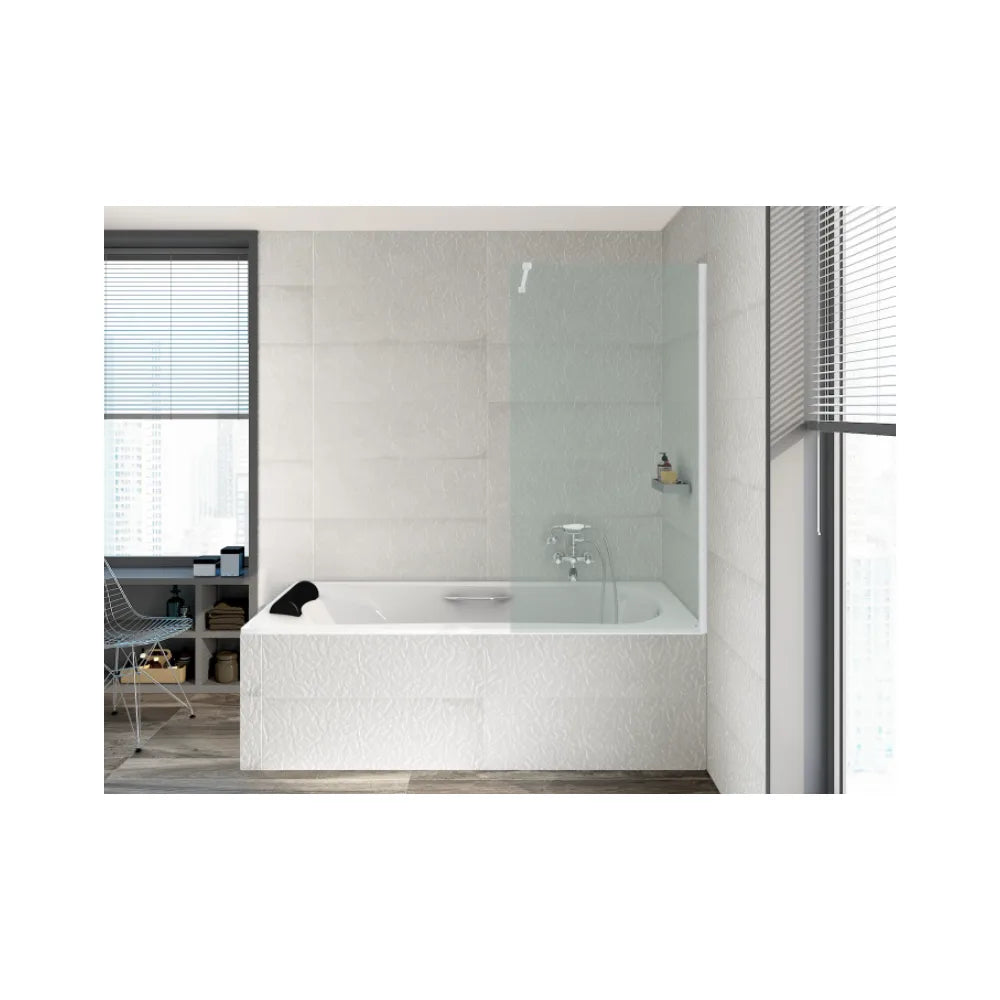 Bañera rectangular con dos asas y reposacabezas de 190 cm fabricada en acrílico de color blanco Becool Roca - Vista 6