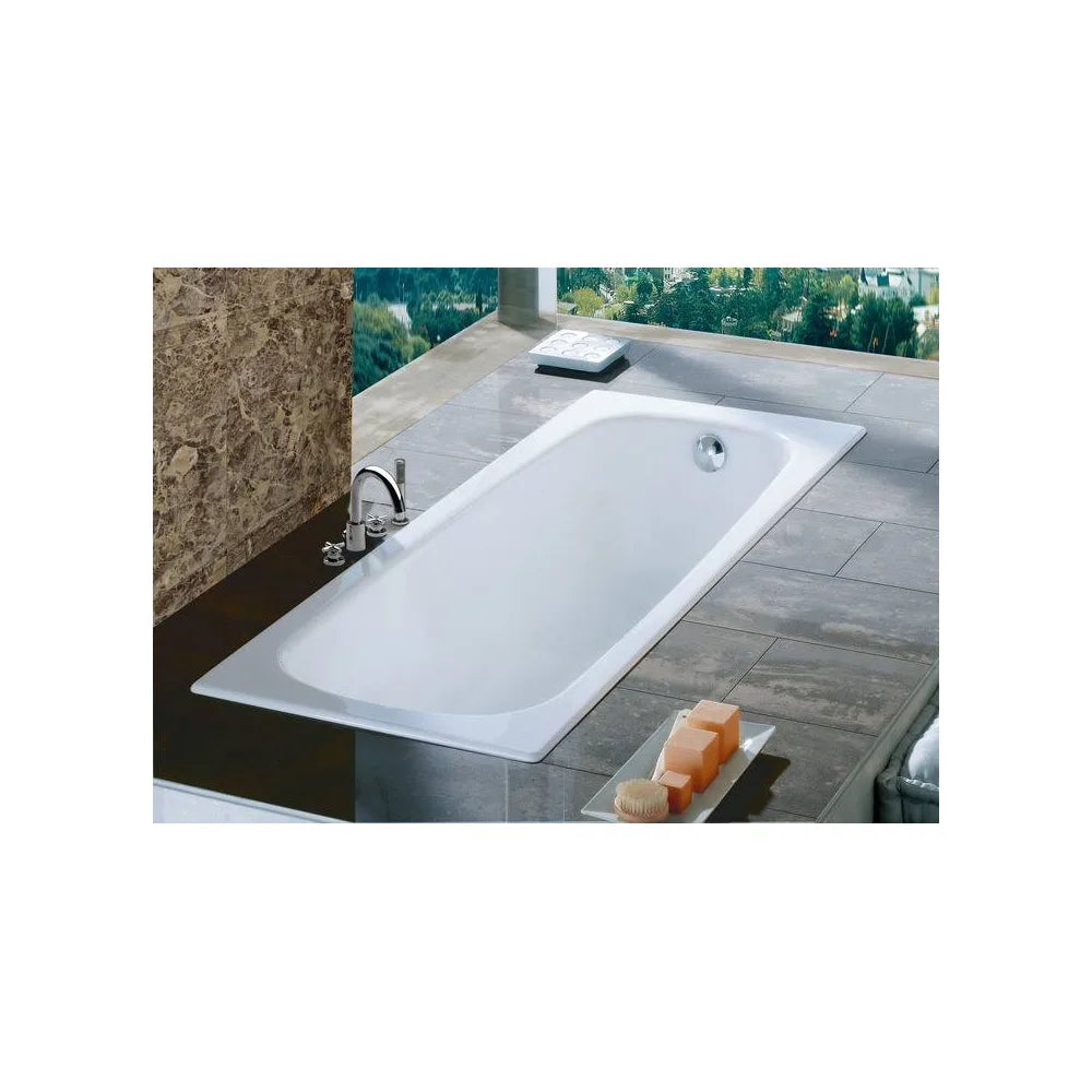 Bañera de forma rectangular de 100 cm fabricada en acero de color blanco Contesa Roca - Vista 2