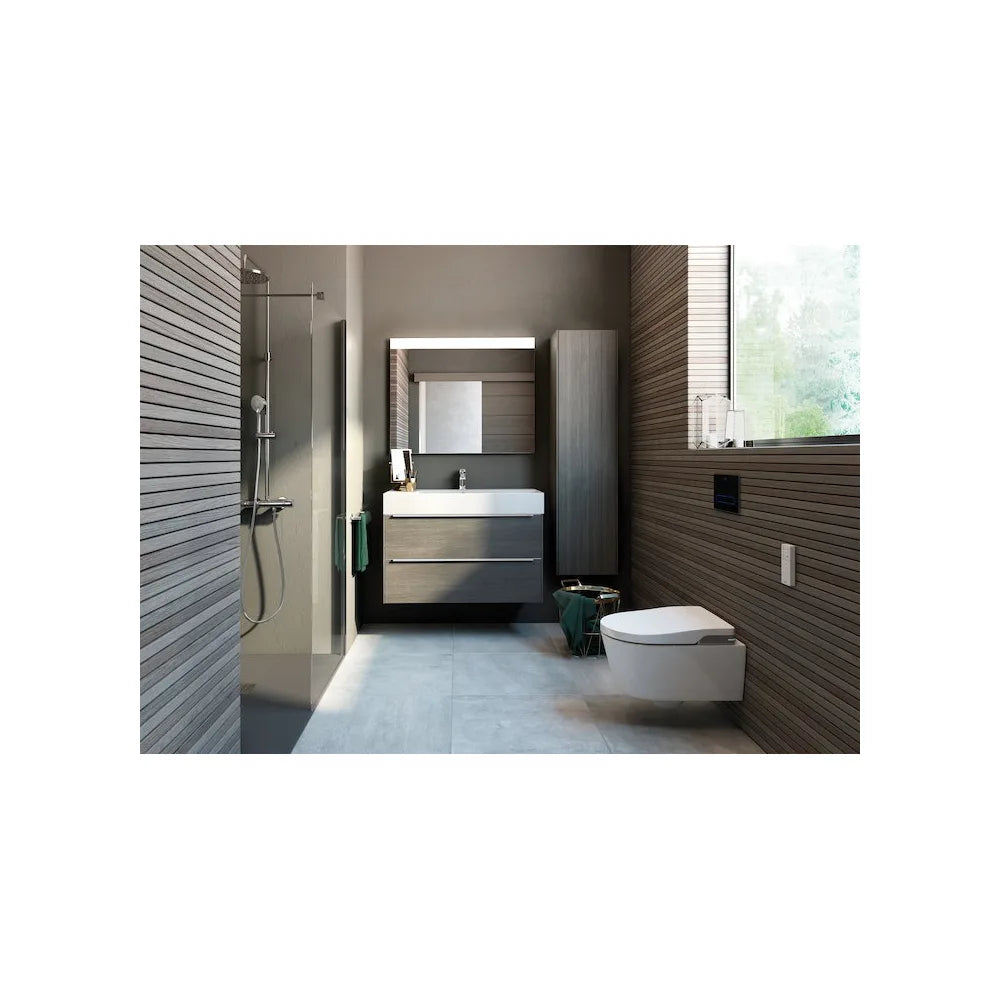 Lavabo de forma rectangular de 80 cm fabricado en fineceramic de color blanco Inspira Roca - Vista 2