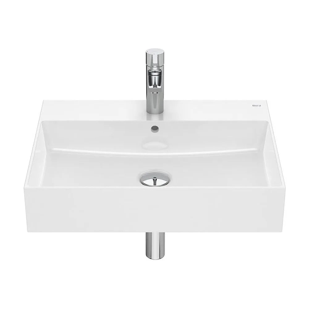 Lavabo de forma cuadrada de 60 cm fabricado en fineceramic de color blanco Inspira Roca - Vista 1