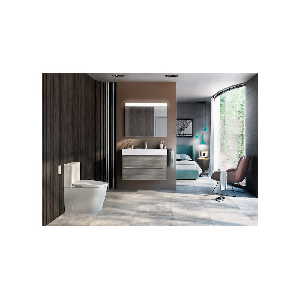 Lavabo de forma cuadrada de 60 cm fabricado en fineceramic de color blanco Inspira Roca - Vista 3