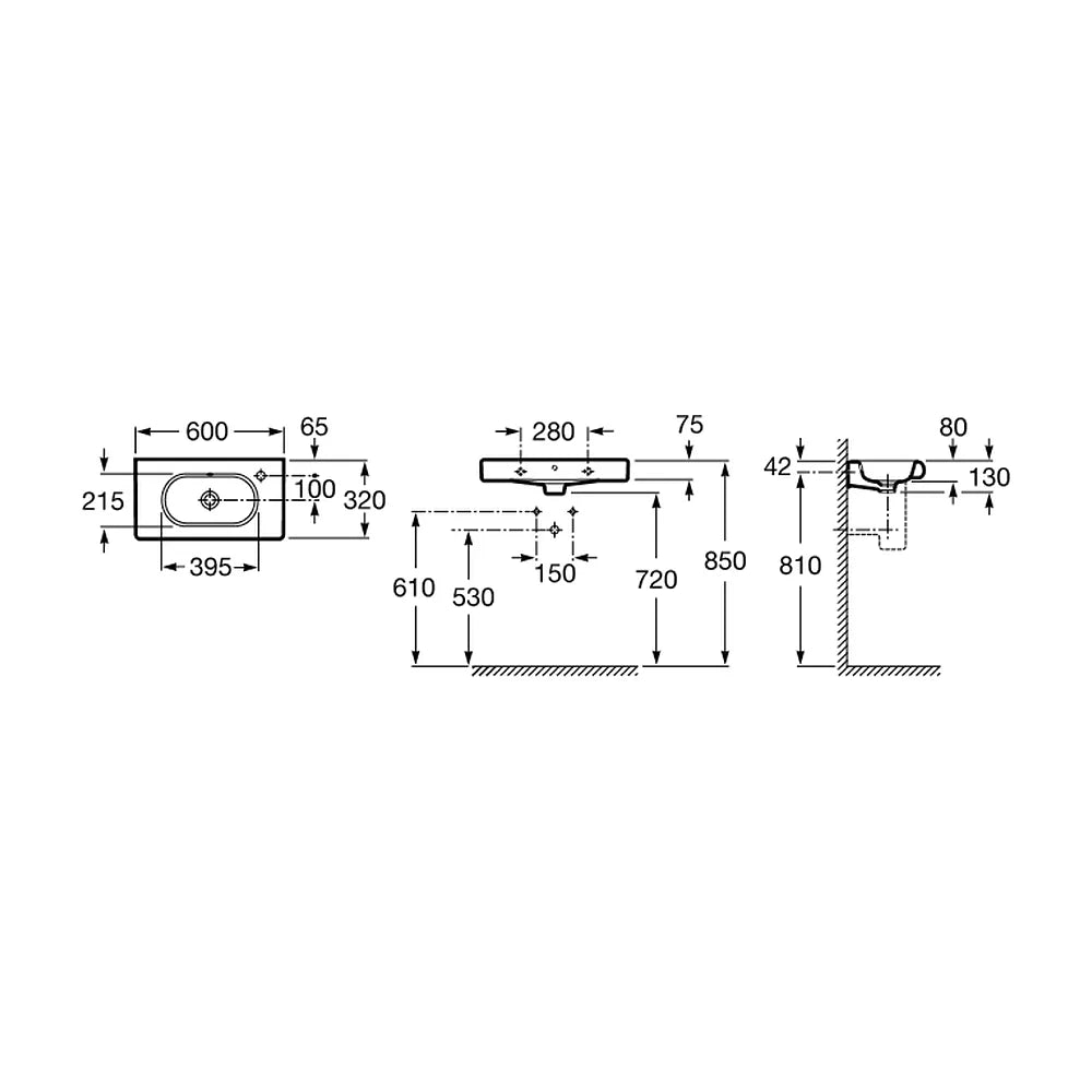Lavabo para Baño Meridian 60 cm Blanco Roca - Vista 2