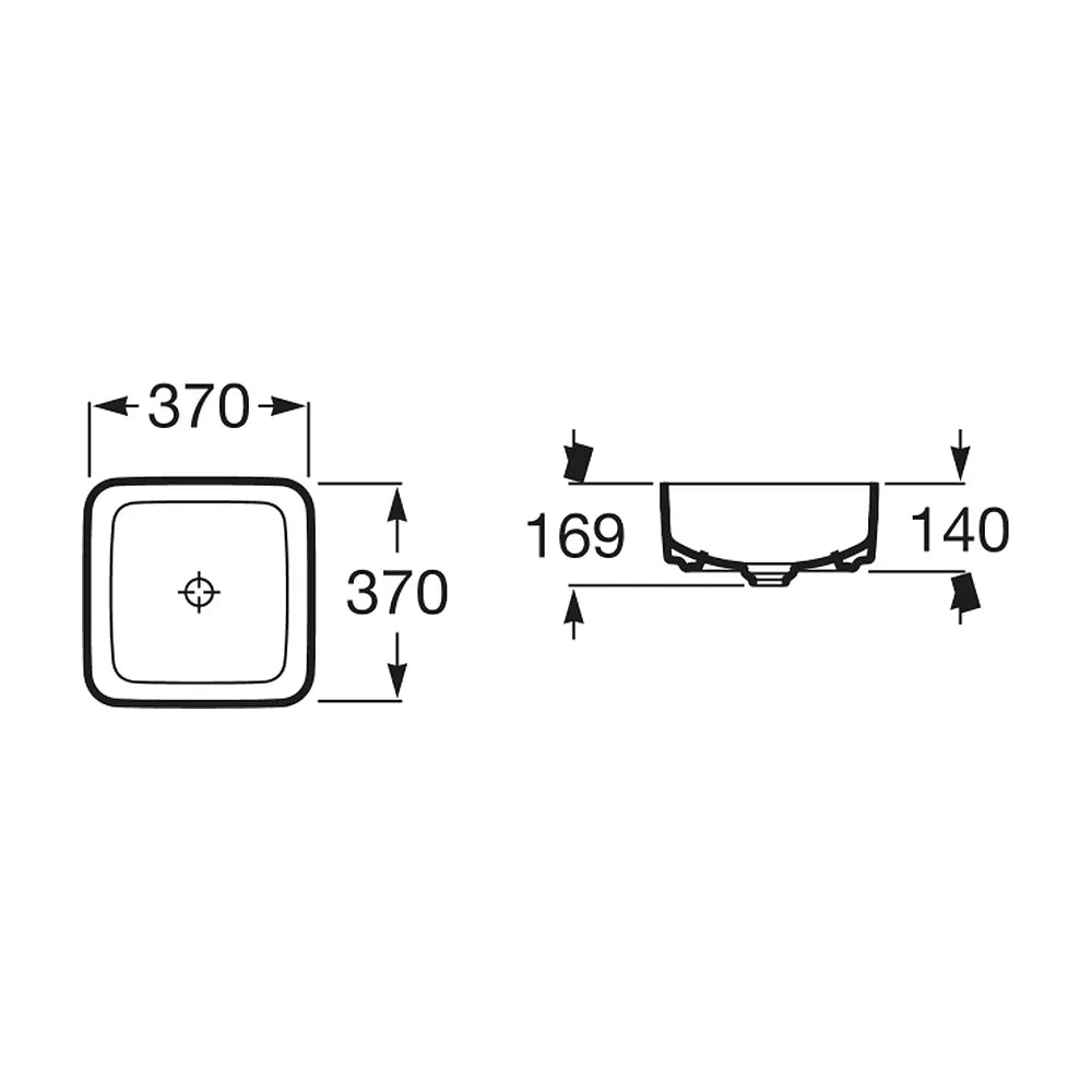 Lavabo para instalar sobre encimera de 37 cm fabricado en fineceramic de color blanco Square Inspira Roca - Vista 4