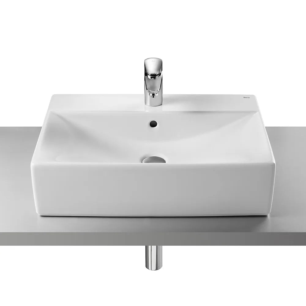 Lavabo para instalación sobre encimera de 60 cm fabricado en porcelana de color blanco Diverta Roca - Vista 1