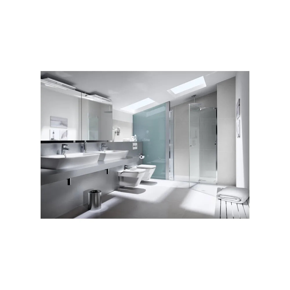 Bidet compacto para instalación suspendida de 35,5 cm fabricado en porcelana de color pergamón Hall Roca - Vista 4