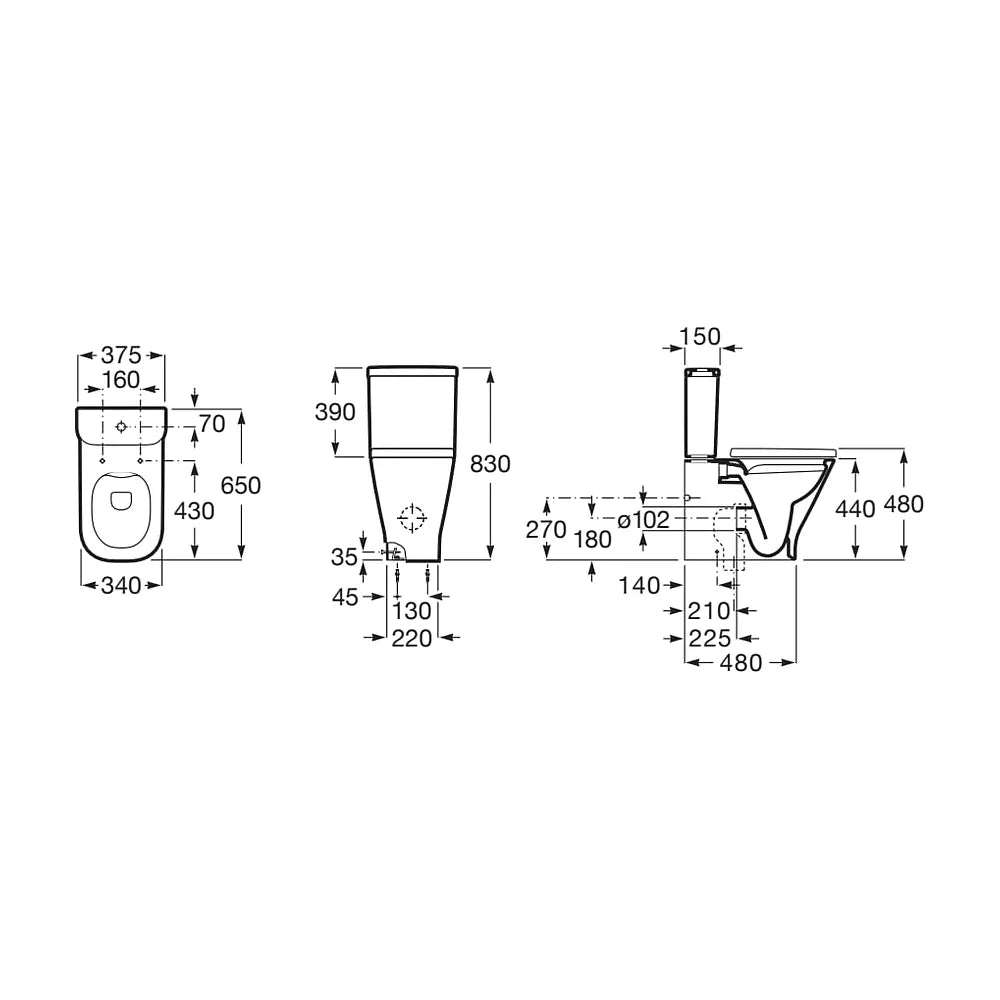 Conjunto de Inodoro Completo para Movilidad Reducida de Altura Confort Rimless Salida Dual The Gap Square Roca - Vista 5