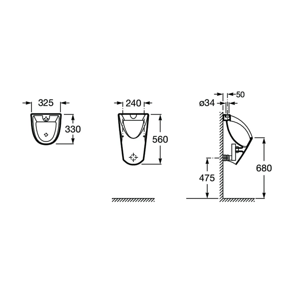 Urinario con entrada superior de 32,5 cm fabricado en porcelana de color blanco Chic Roca - Vista 4