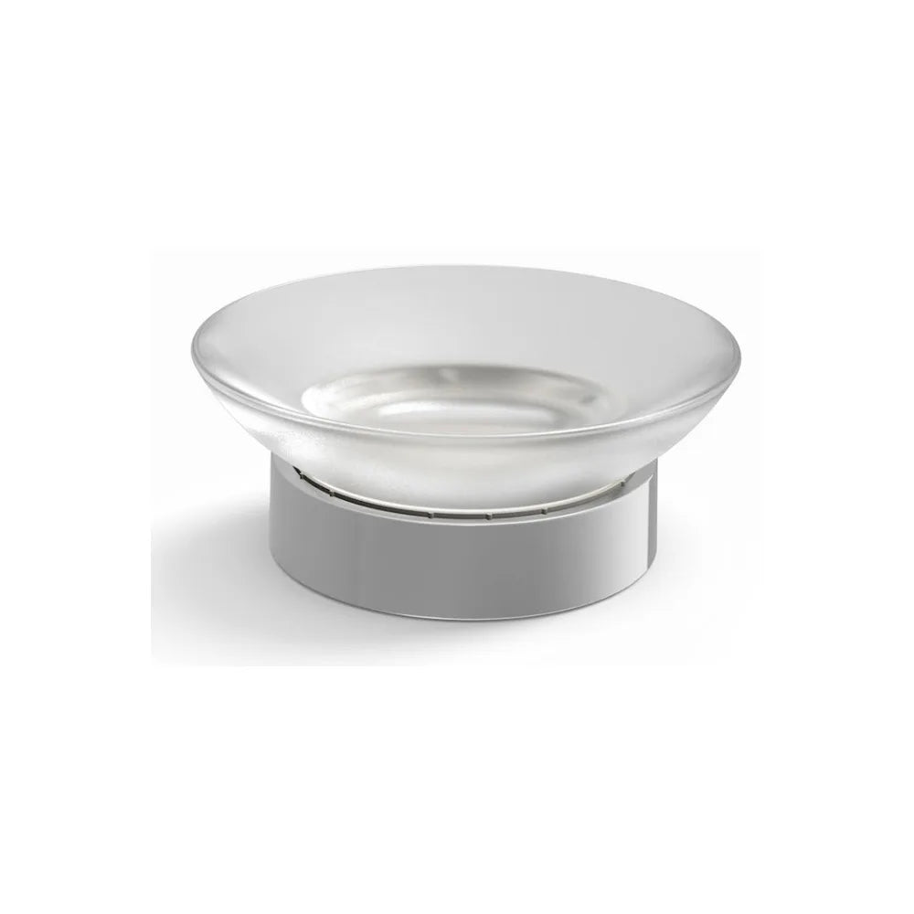 Jabonera de encimera de 10,5 cm fabricada en metal y cristal con acabado cromado Twin Roca - Vista 1