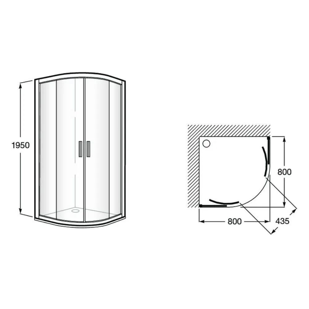 Mampara para ducha de 80 cm fabricada en vidrio templado de seguridad transparente Ura Roca - Vista 6