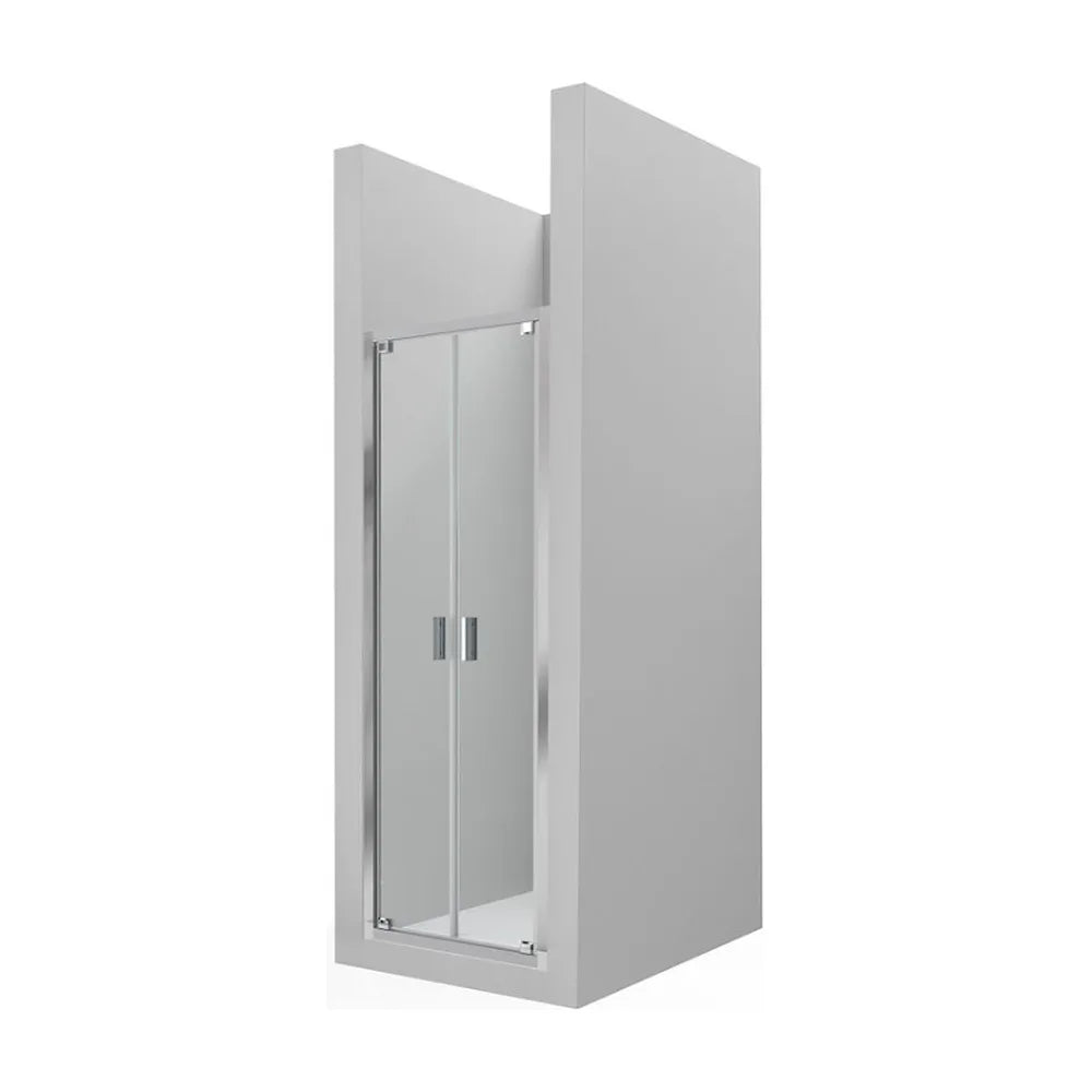 Mampara frontal para ducha de dos hojas abatibles fabricada en vidrio templado Victoria Roca - Vista 1