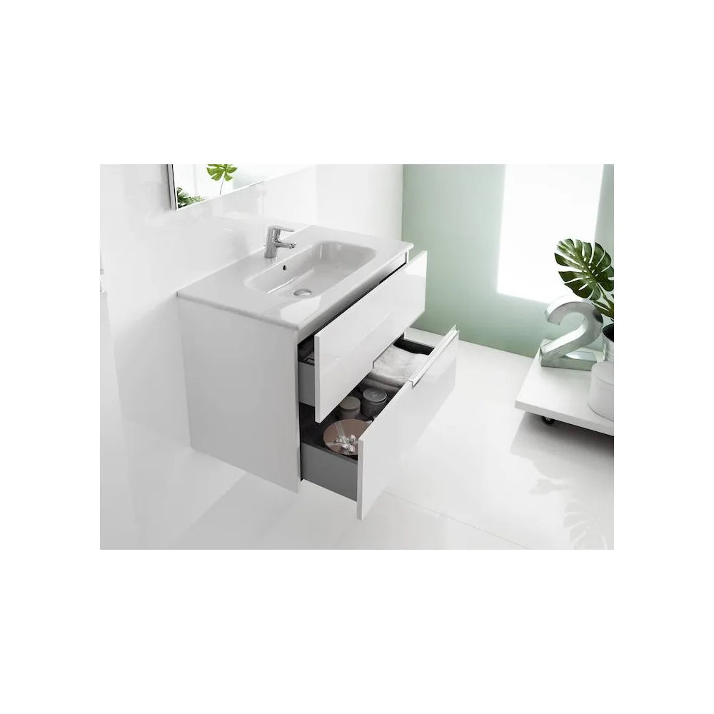 Conjunto de baño con dos cajones y lavabo de 100 cm de color blanco Victoria-N Roca - Vista 3