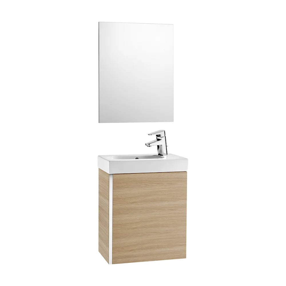 Conjunto de baño con un agujero para grifería de 45 cm de color roble Mini Roca - Vista 1