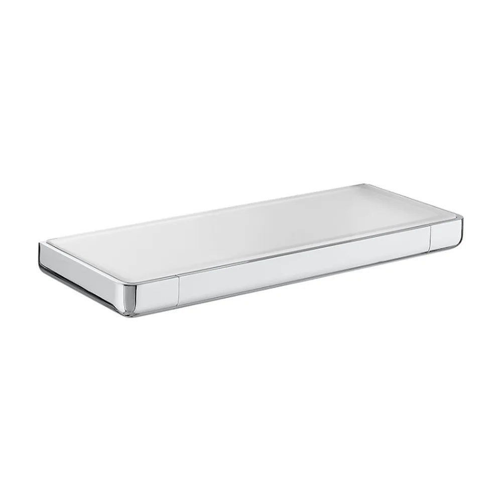 Repisa corta de 30 cm fabricada en metal y cristal con acabado brilloso TEMPO ROCA - Vista 1