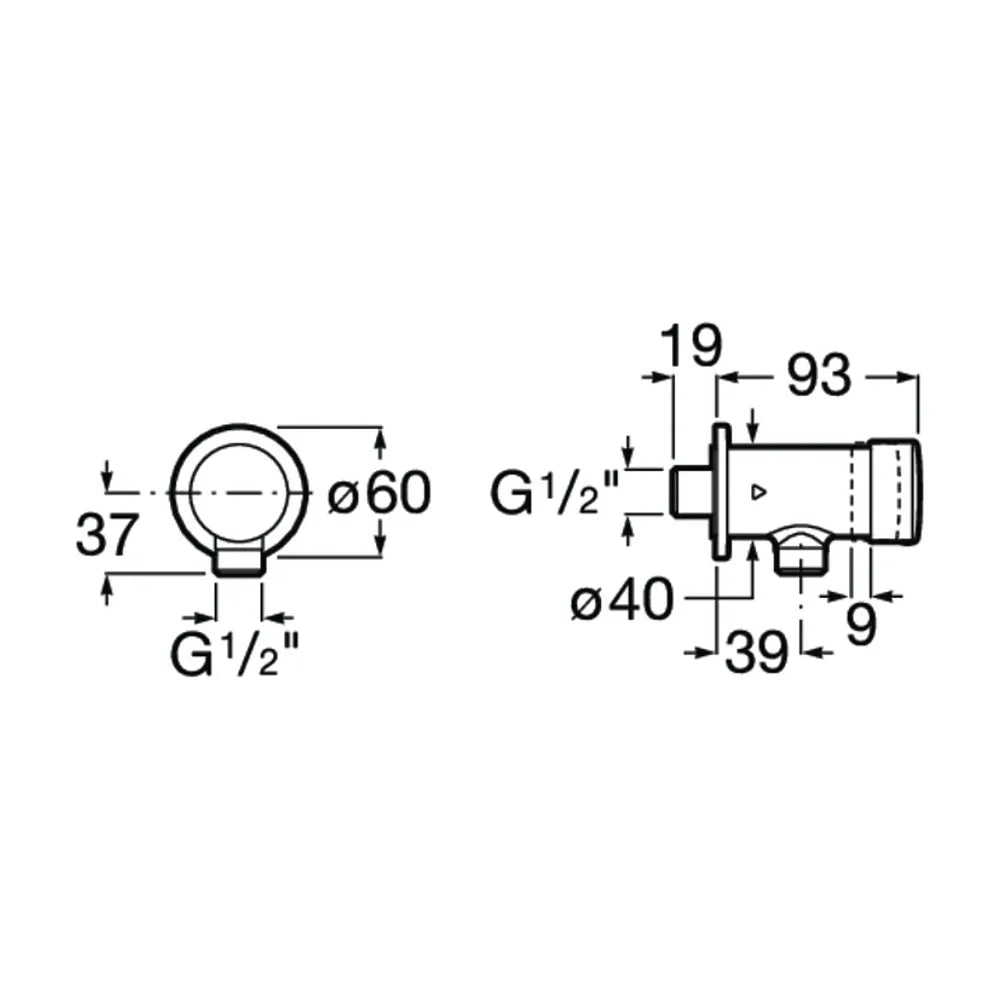 Grifo temporizado Sprint empotrable para Urinario Proton Roca - Detalle técnico