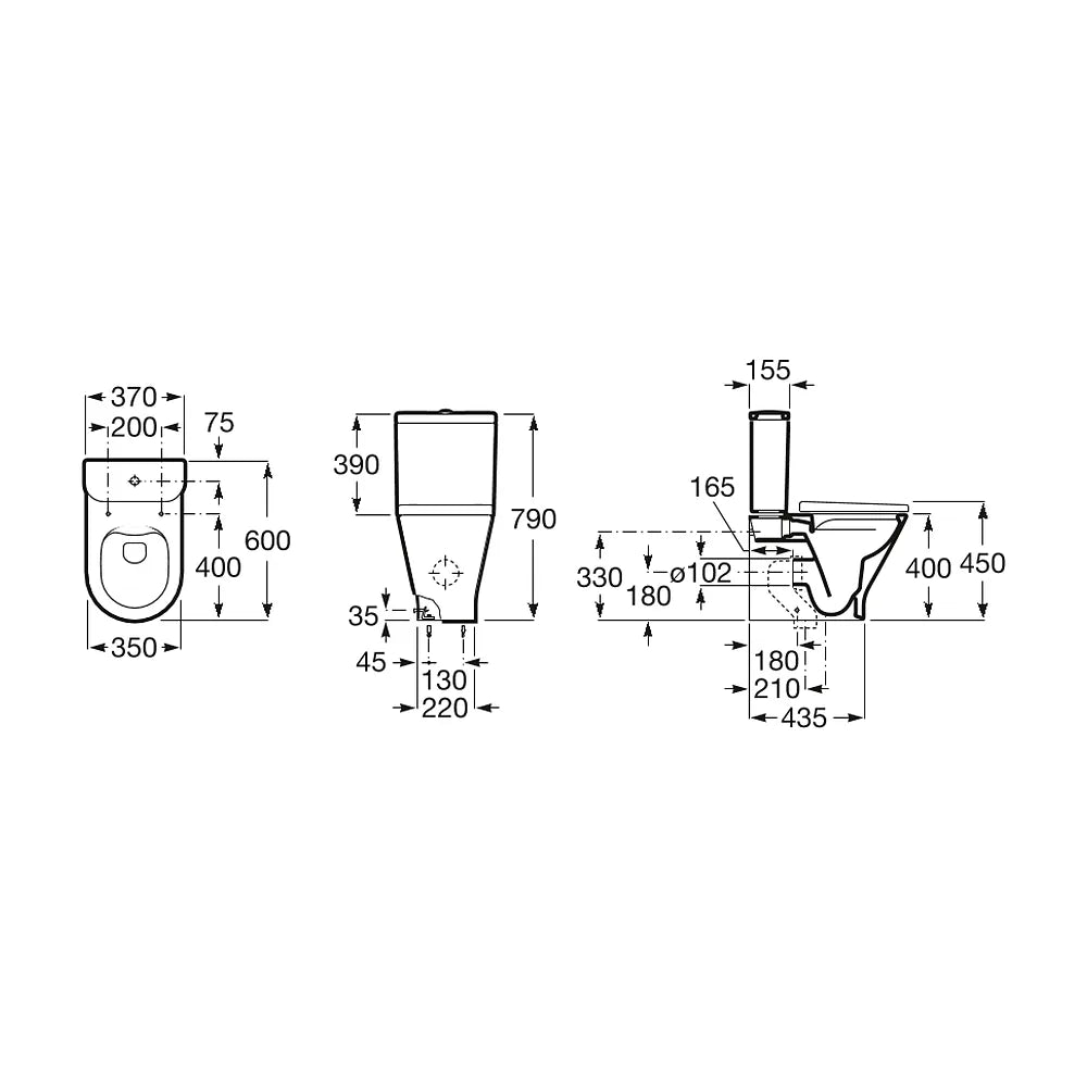 Inodoro Compacto Completo Redondo y Ovalado Rimless Salida Dual The Gap Round Roca - Vista 2