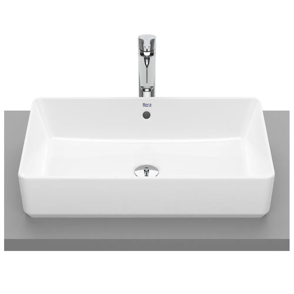 Lavabo sobrencimera de porcelana de 60 cm con un acabado en color blanco Square Roca - Vista 1