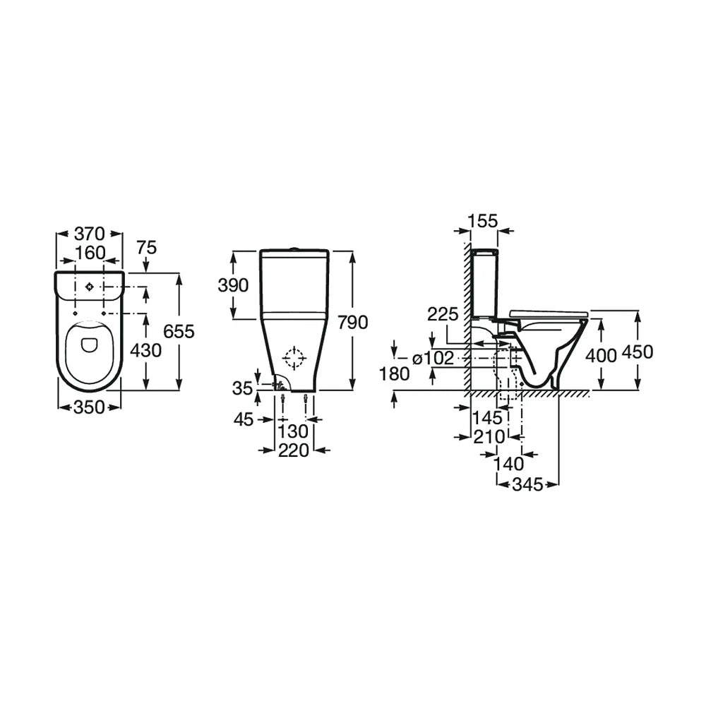 Cisterna de doble descarga para inodoro con caudal de agua de 4,5/3L lateral The Gap Round Roca - Vista 2