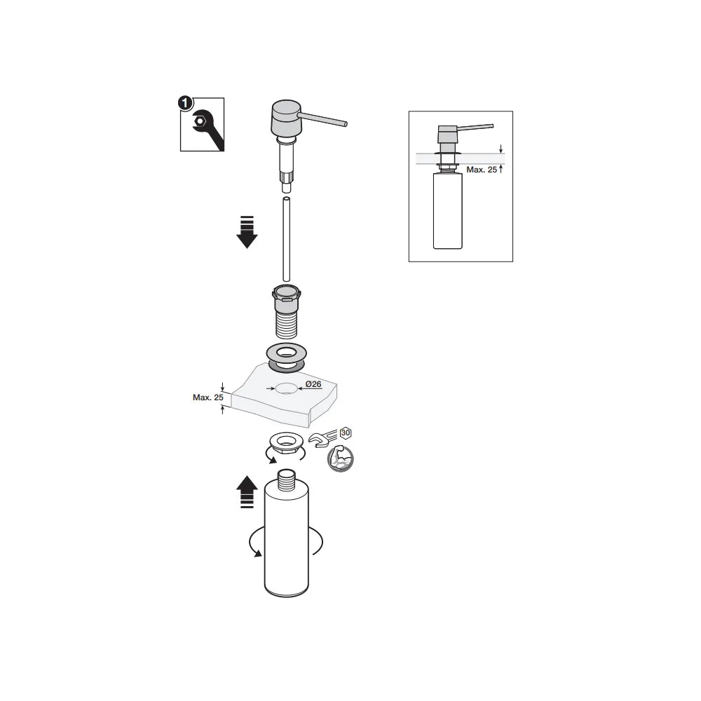 Dispensador de Jabón Empotrable con Rotación 360° Cromo Roca - Vista 2