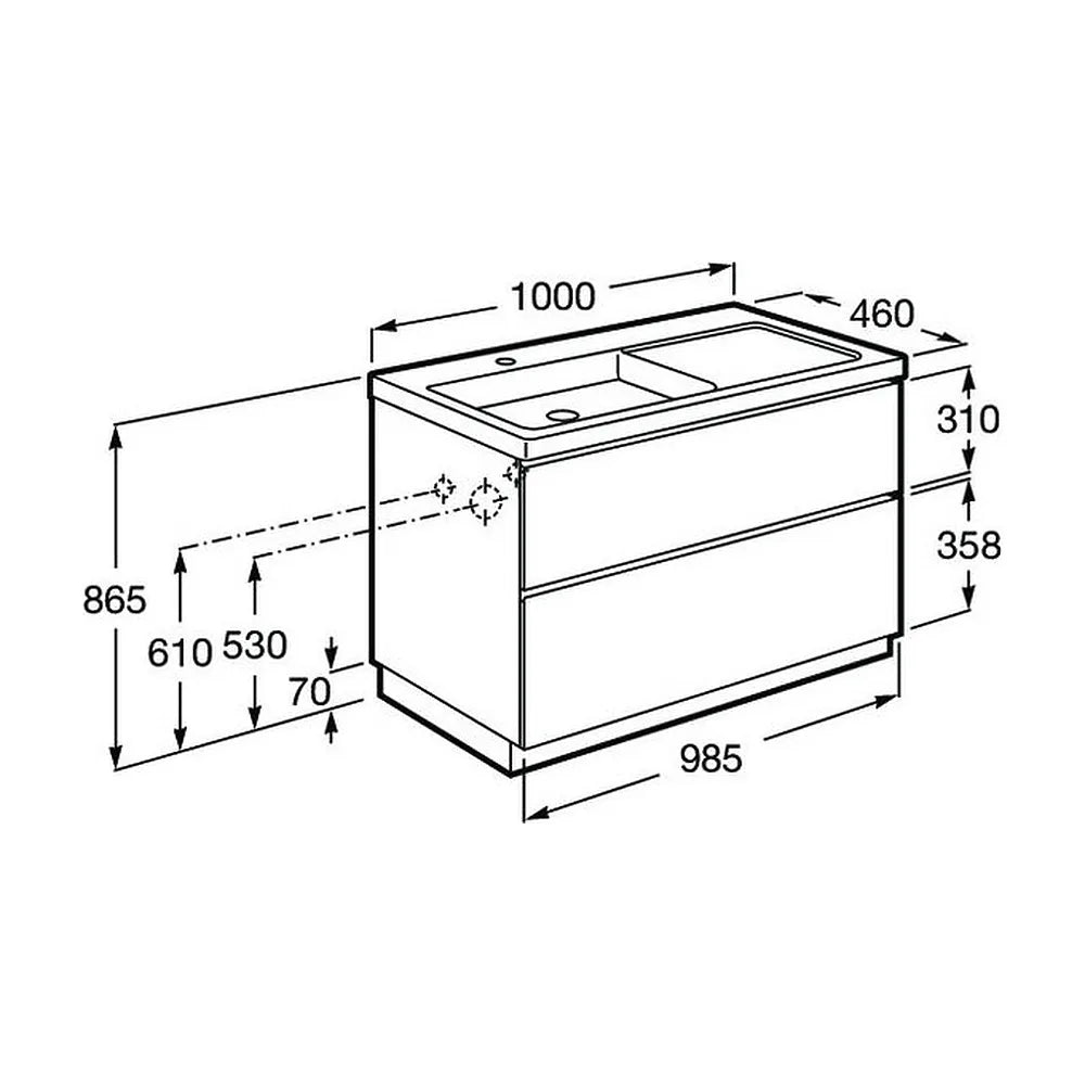 Mueble de Baño con Lavabo Izquierdo y 2 Cajones Lander de 100 cm Colección Unik Roble Roca - Vista 10