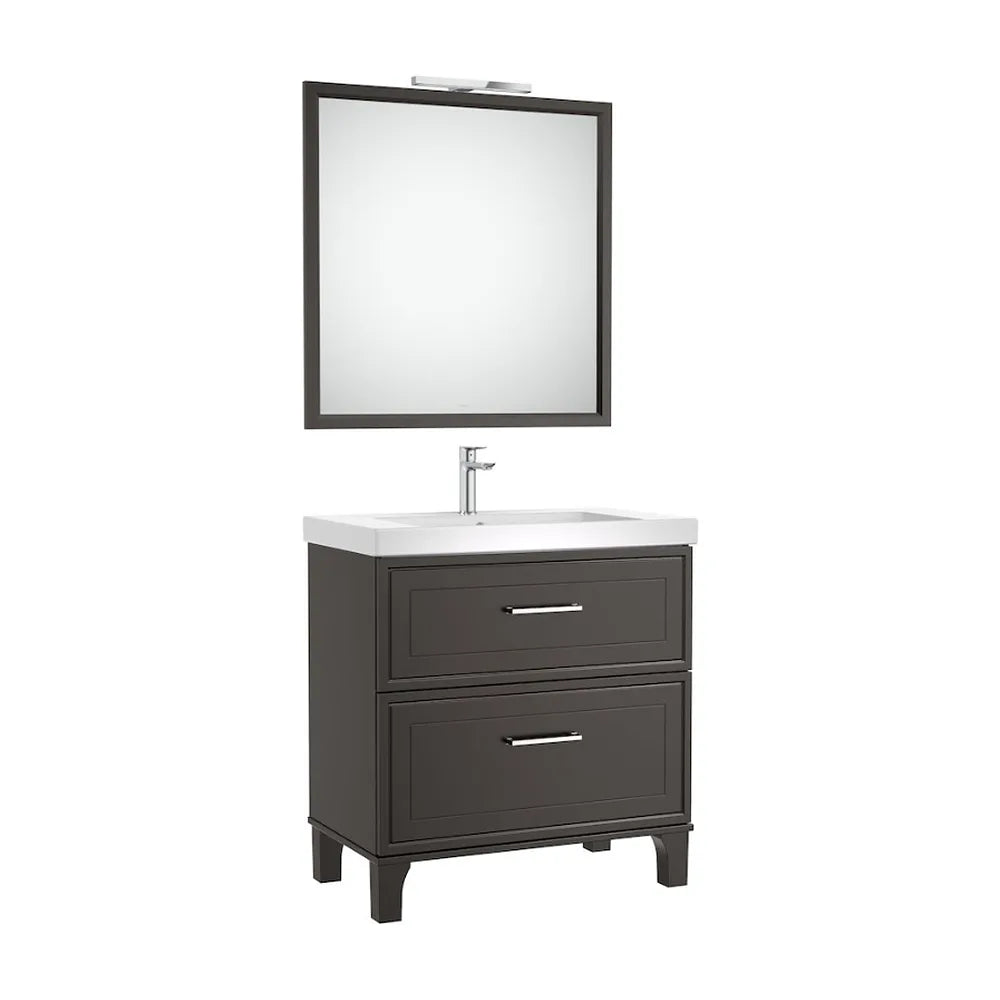 Conjunto de baño de 80 cm con un acabado en color gris oscuro mate Pack Romea Roca - Vista 1