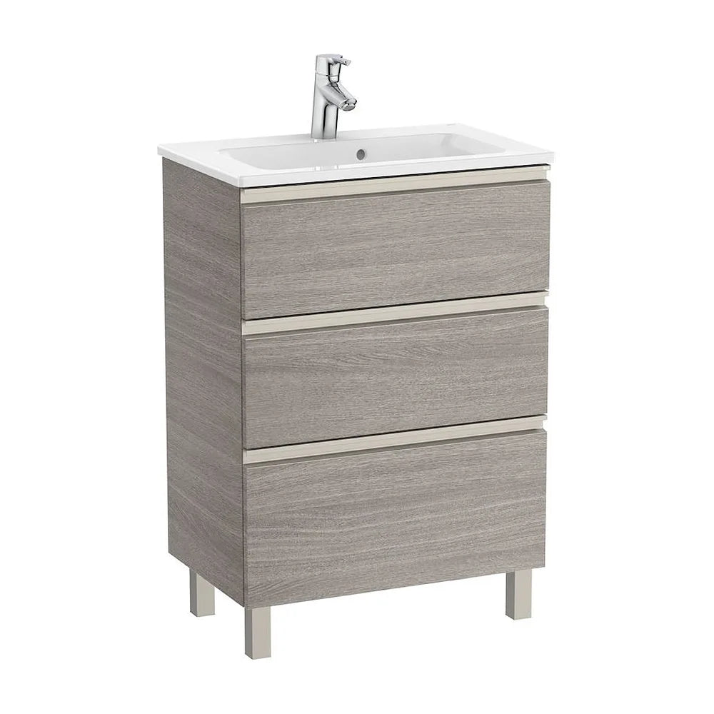 Mueble de Baño Compacto con Lavabo y 3 Cajones Unik de 60 cm Colección The Gap Roble Roca - Vista 2