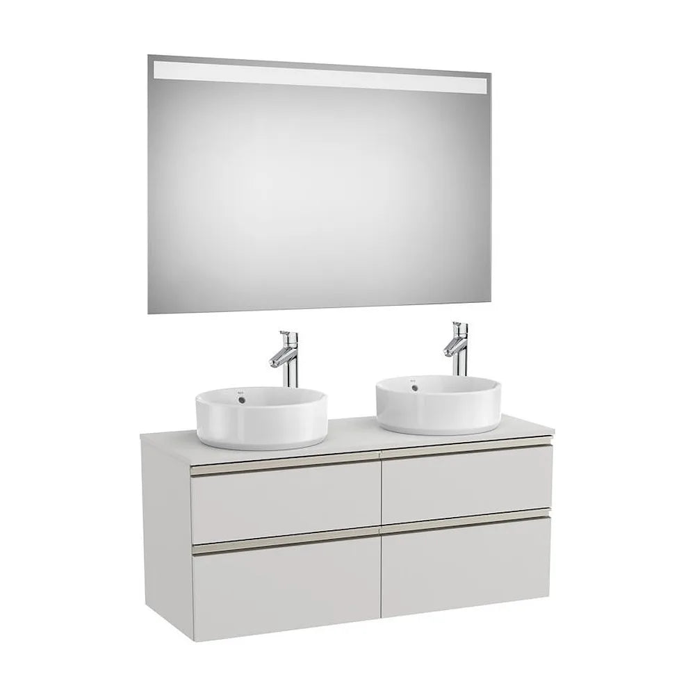 Mueble de Baño con Lavabo Doble con 4 Cajones con Espejo Led en Gris Ártico de 120 cm Colección The Gap Roca - Vista 1