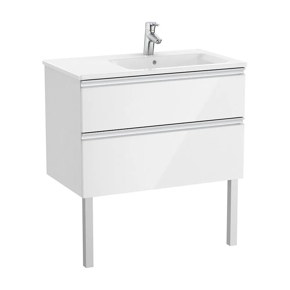 Mueble de baño de 80 cm con lavabo derecho color blanco brillo Unik The Gap Roca - Vista 2