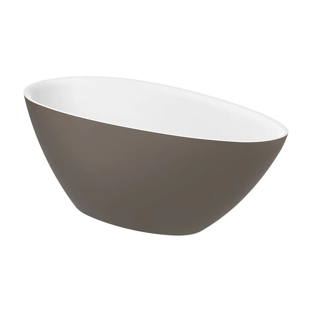 Bañera exenta de Stonex con diseño oval en acabado color café y blanco Kauai Roca - Vista 1