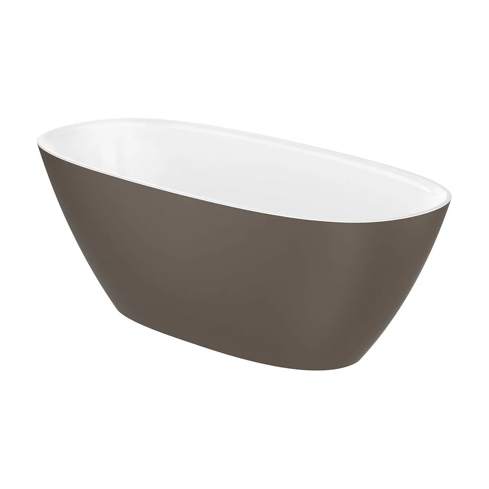 Bañera exenta de Stonex con un diseño ovalado en acabado color café y blanco Ariane Roca - Vista 1