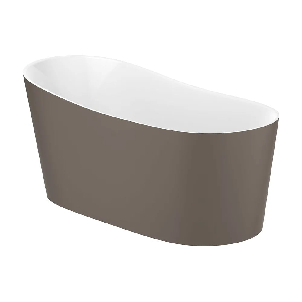 Bañera de stonex con diseño ovalado en acabado color café y blanco Maui Round Roca - Vista 1