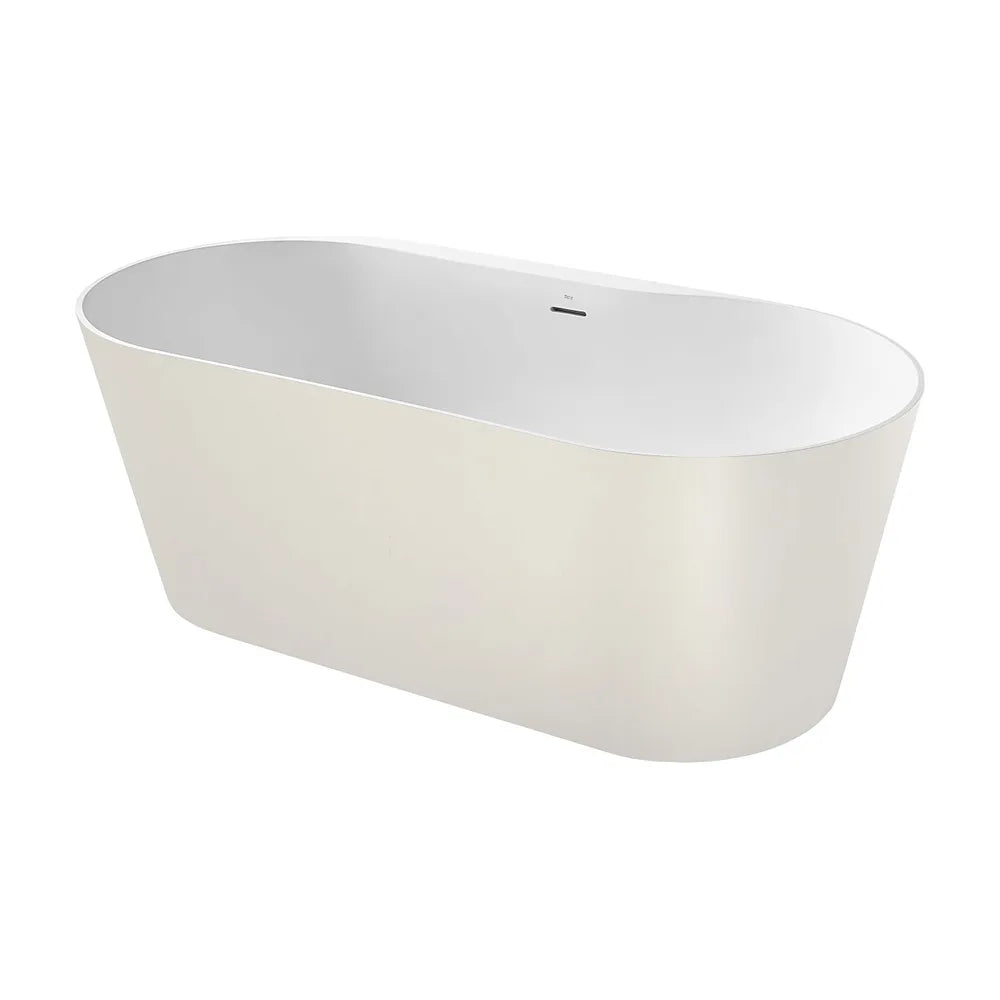 Bañera de stonex diseño ovalada con un acabado en color beige y blanco Raina Roca - Vista 1