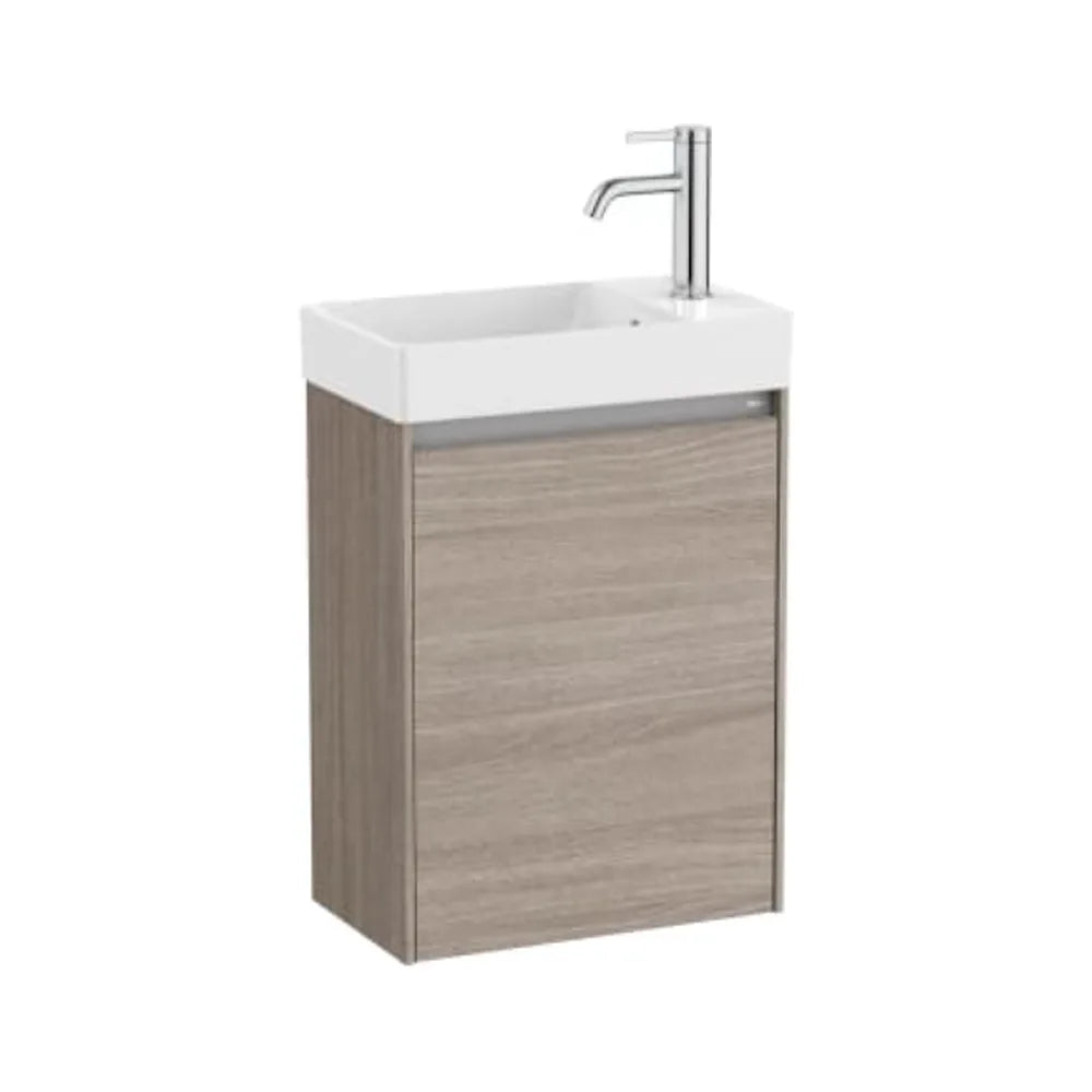 Mueble de baño con lavabo de 45 cm de ancho en color olmo oscuro Unik Ella Ona Roca - Vista 1