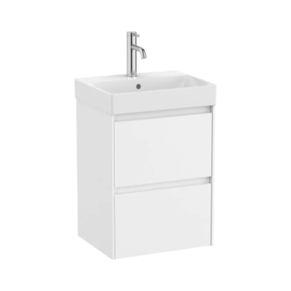 Mueble de baño con lavabo y 2 cajones de 45 cm de ancho en color blanco Unik Ella Ona Roca - Vista 1