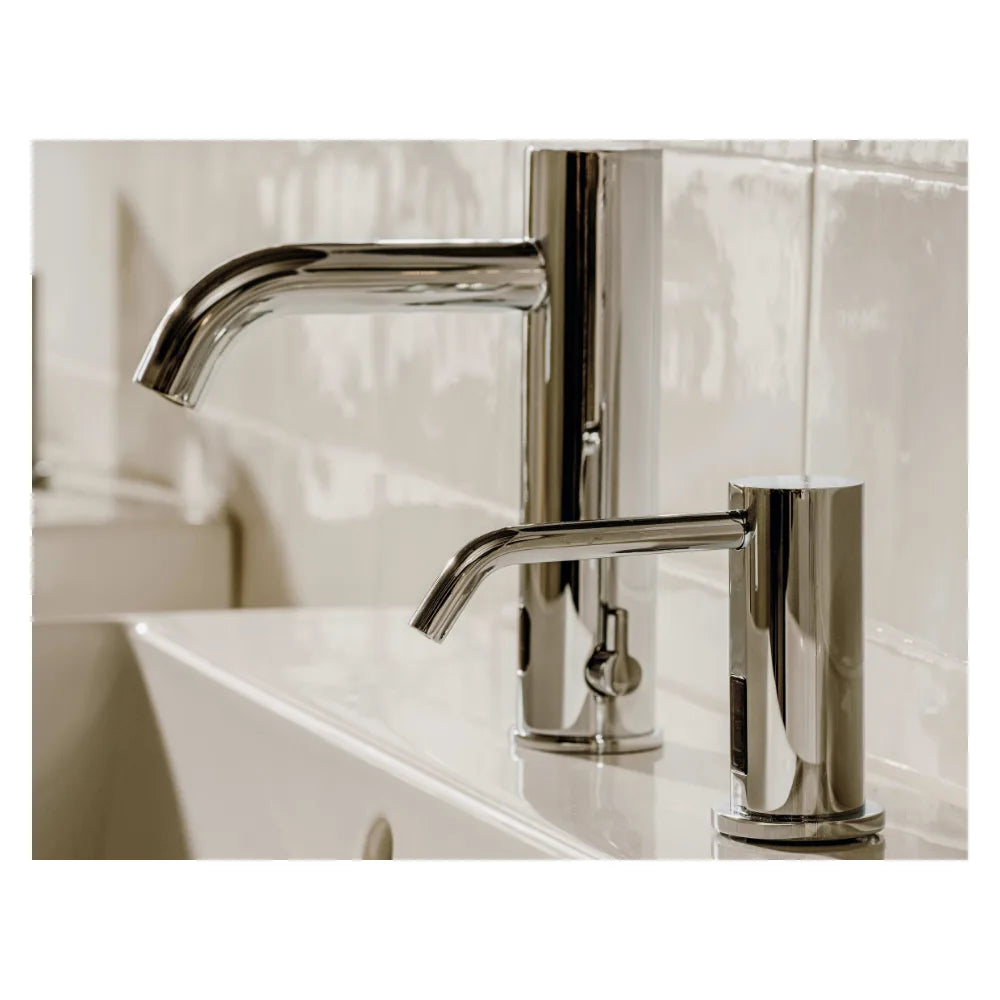 Dosificador de Metal con Sensor para Jabón O Gel a Red en Color Cromado Ona Roca - Vista 2