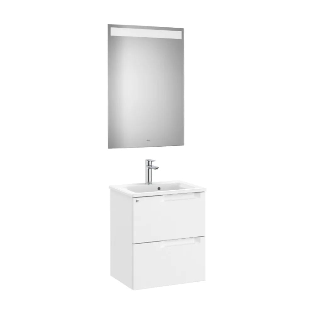 Conjunto de lavabo centrado de 50 cm con un acabado en color blanco mate Aleyda Roca - Vista 1