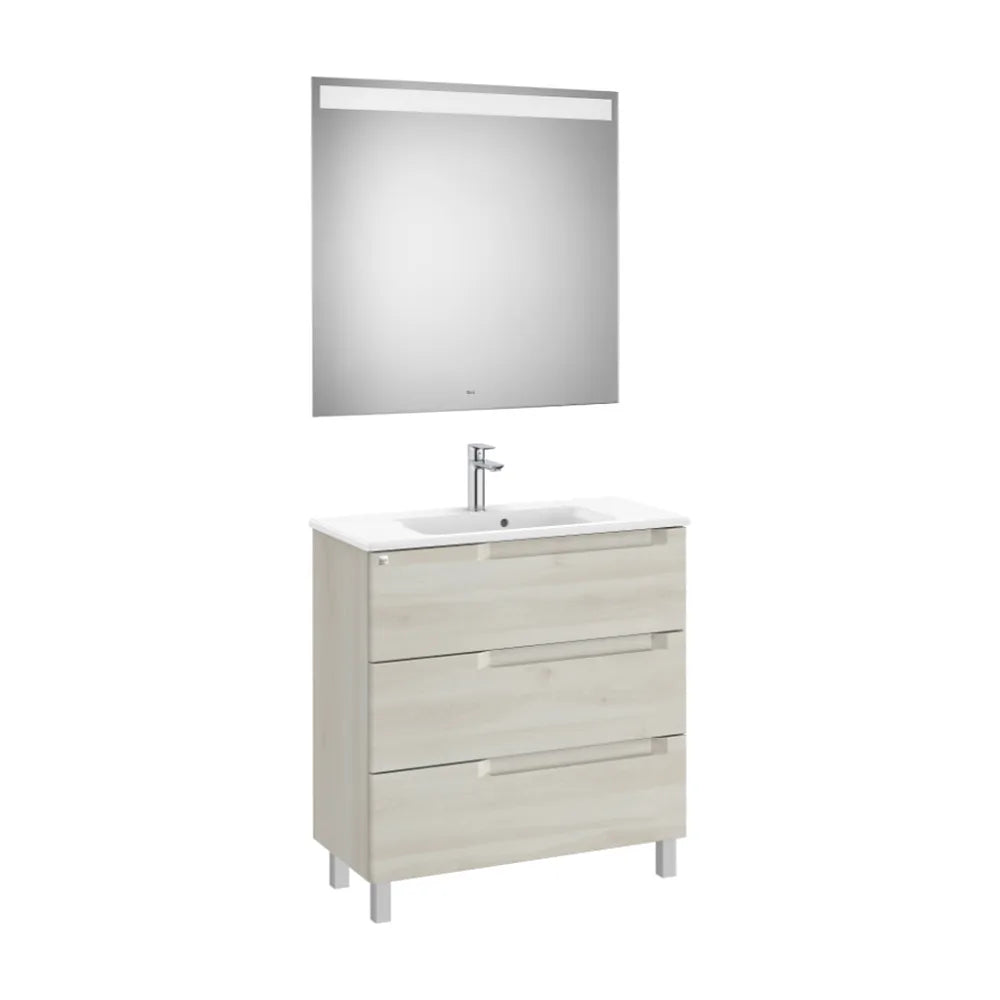 Conjunto de lavabo compacto de 80 cm con un acabado en color blanco madera Aleyda Roca - Vista 1