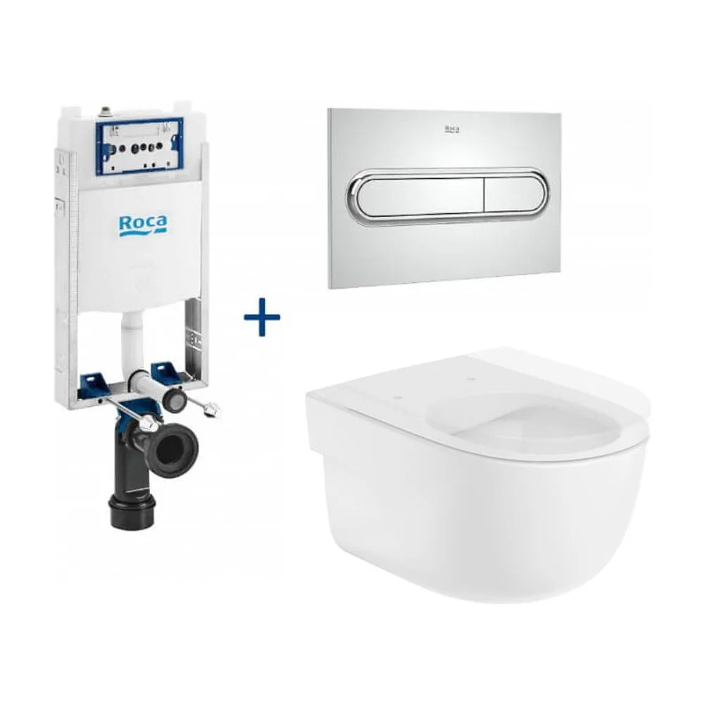 Pack inodoro rimless suspendido con cisterna empotrada y placa pulsadora Meridian Basic Roca - Vista 2