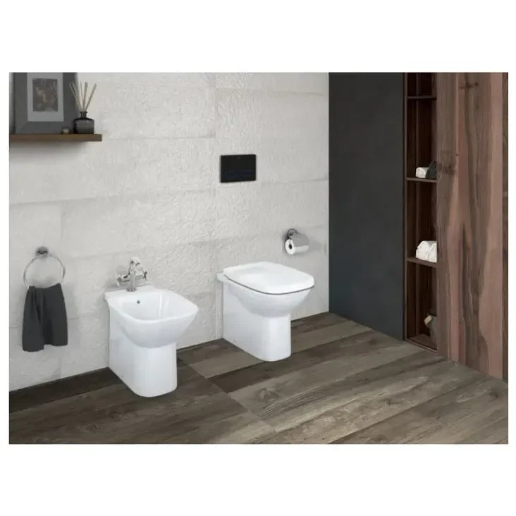 Bidet de forma compacta de 35,5 cm fabricado en porcelana de color blanco Debba Roca - Vista 2