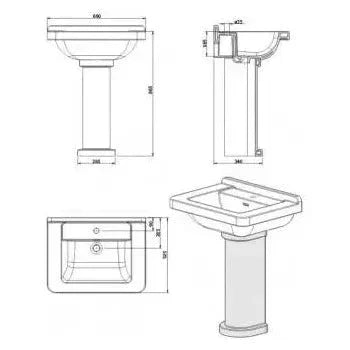 Pedestal de lavabo en porcelana blanca para baño elegante vintage de Unisan 4
