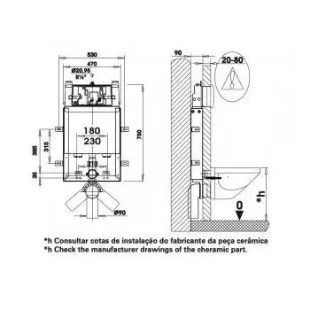 Cisterna de doble descarga con soporte metálico y kit de fijación resistente SANBEST de Unisan 2