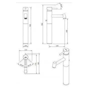 Grifo monomando de lavabo caño alto latón acabado cromo con válvula de desagüe Tube de Unisan 2
