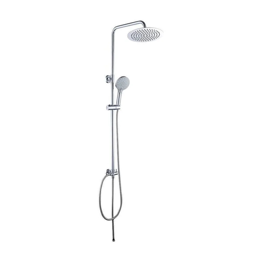Barra de ducha cromada redonda ajustable 92 a 122 cm brazo rociador 350 mm rociador 20 cm de Valaz Valaz