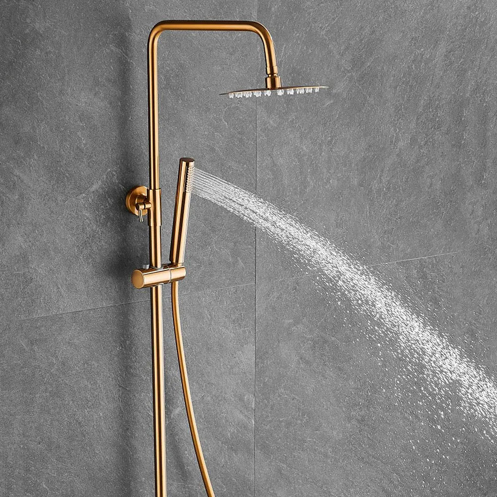 Plano o detalle técnico de Barra de ducha termostática redonda en dorado cepillado ajustable de 80 a 120 cm Birim d (vista 4)
