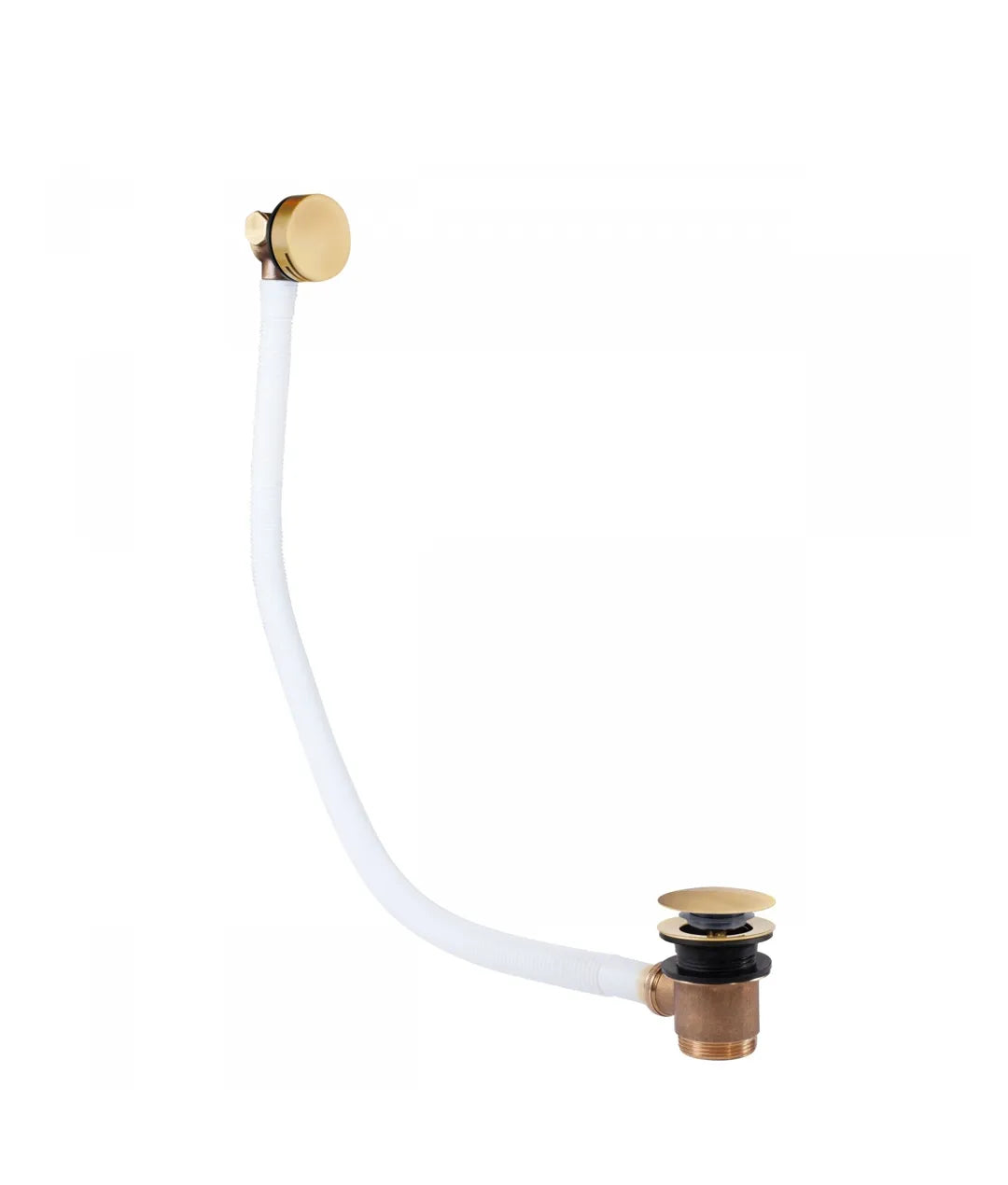 Válvula de desagüe para bañera con sistema click clack fabricada en latón con acabado oro mate TRES 0