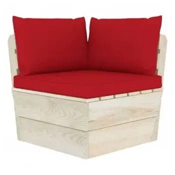 Set de 6 muebles de jardín fabricados en madera de abeto Beige claro con cojines color rojo de vidaXL 8