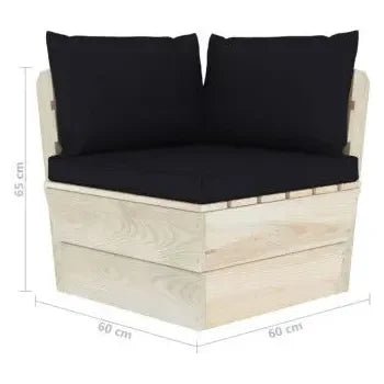 Conjunto de muebles de exterior Beige claro y negro de madera maciza de abeto de 7 plazas de vidaXL 12