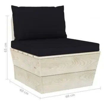 Conjunto de muebles de exterior Beige claro y negro de madera maciza de abeto de 7 plazas de vidaXL 13