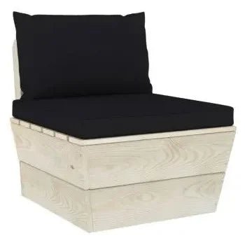 Conjunto de muebles de exterior Beige claro y negro de madera maciza de abeto de 7 plazas de vidaXL 7